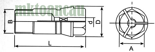 Kích thước Collet ta ro dùng cho đầu ta rô nhiều mũi