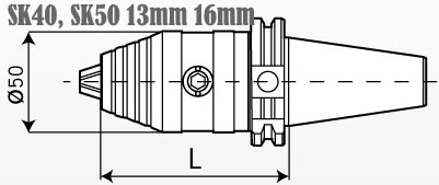 Kích thước chuôi cán SK40 SK50 đầu khoan 13mm 16mm