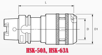 Kích thước đầu kẹp mũi phay, doa HSK-50A, HSK-63A