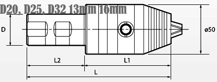 Kích thước đầu khoan 13mm 16mm đuôi trụ D20, D25, D32