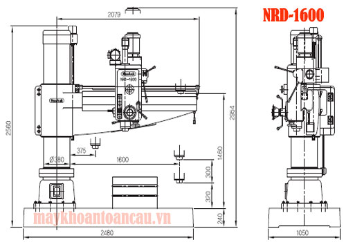 kisch thước máy khoan cần Hàn Quốc 60mm NRD-1600